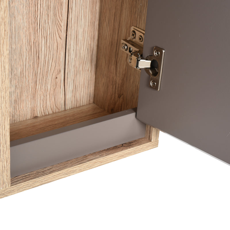 Specchiera da Bagno 1 Anta in MDF 57x14,2x49,2 cm  Grigio e Rovere