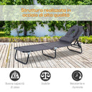 Lettino Prendisole Pieghevole da Giardino in Acciaio e Tessuto 190x56x28 cm  Grigio