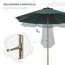 Ombrellone da Giardino Ø2,7 m Palo Ø38 mm in Legno di Pioppo Verde