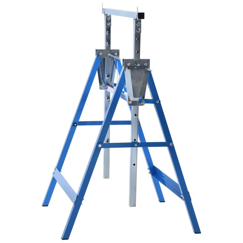 Set 2 Cavalletti da Lavoro Pieghevoli Telescopici Altezza Regolabile in Tubi d'Acciaio   Blu