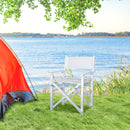 Sedia da Regista Pieghevole in Legno di Faggio 56x46x88 cm  Bianco