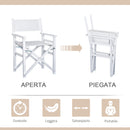 Sedia da Regista Pieghevole in Legno di Faggio 56x46x88 cm  Bianco