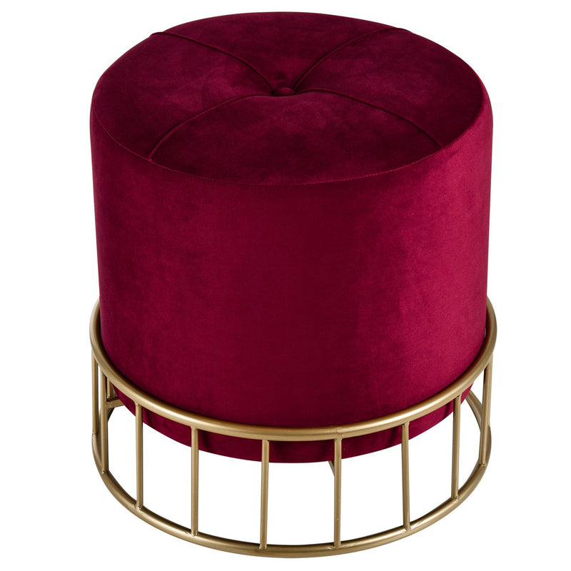 Pouf Imbottito Rotondo in Velluto Ø43 cm  Rosso