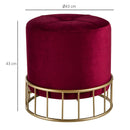 Pouf Imbottito Rotondo in Velluto Ø43 cm  Rosso