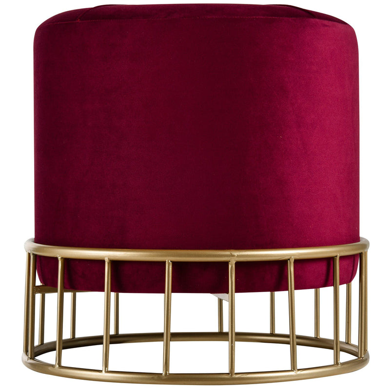 Pouf Imbottito Rotondo in Velluto Ø43 cm  Rosso