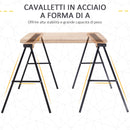 Set 2 Cavalletti da Lavoro Pieghevoli max 250Kg in Acciaio 99,5x50x76 cm  Neri e Gialli