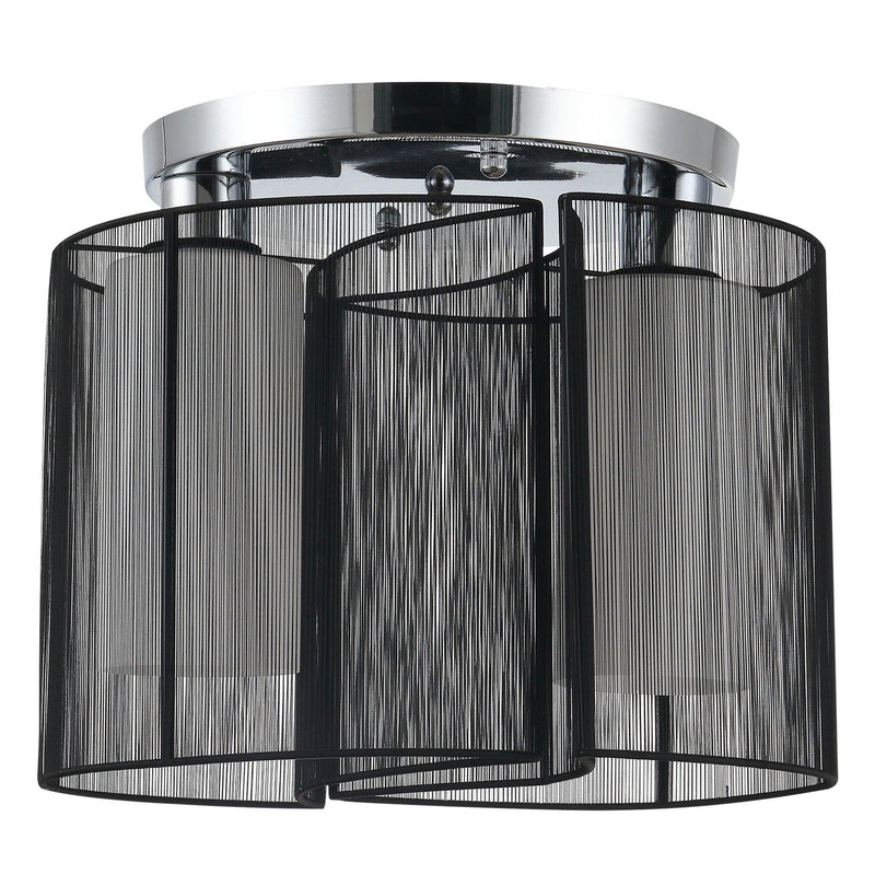 Lampada da Soffitto 2 Paralumi 80W E27 in Acciaio e Vetro Ø47,5x33 cm  Nero