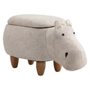 Pouf Poggiapiedi a Forma di Ippopotamo in Tessuto 65x35x36 cm  Beige