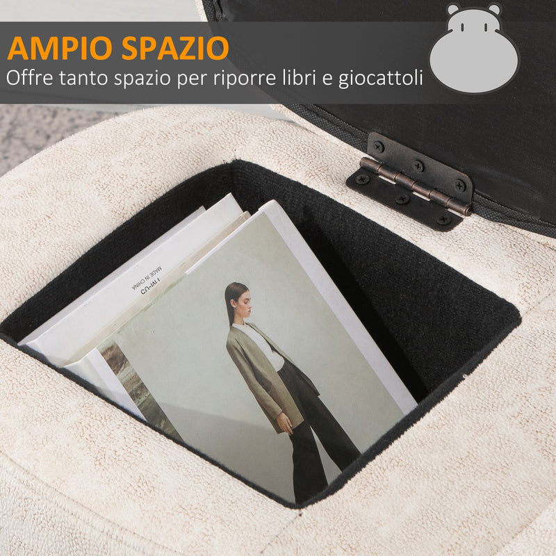 Pouf Poggiapiedi a Forma di Ippopotamo in Tessuto 65x35x36 cm  Beige