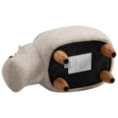 Pouf Poggiapiedi a Forma di Ippopotamo in Tessuto 65x35x36 cm  Beige