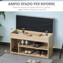 Panca Scarpiera 2 Ripiani in MDF con Cuscino 80x30x48 cm  Grigio e Rovere