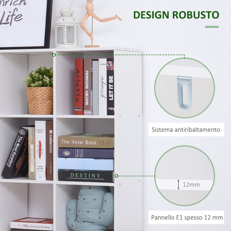 Libreria Moderna 6 Somparti in MDF 91x29,5x91 cm  Bianco