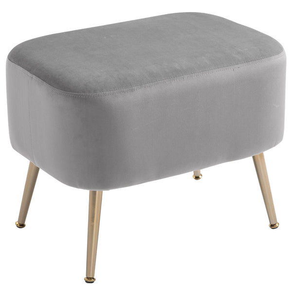 acquista Pouf Poggiapiedi in Tessuto Vellutato 55x41x42 cm Grigio Chiaro