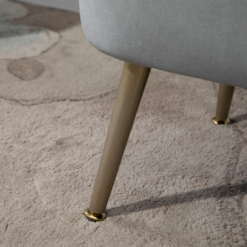 Pouf Poggiapiedi in Tessuto Vellutato 55x41x42 cm  Grigio Chiaro