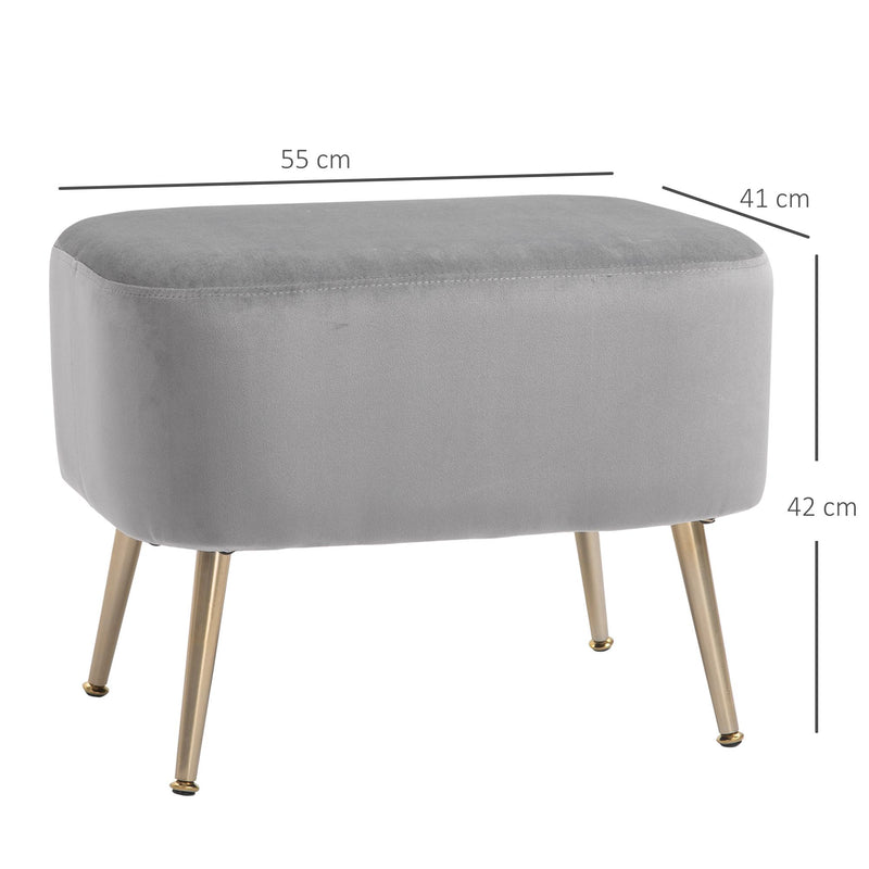 Pouf Poggiapiedi in Tessuto Vellutato 55x41x42 cm  Grigio Chiaro