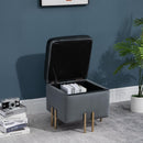 Pouf Poggiapiedi in Tessuto Poliestere 45x45x42 cm  Grigio Scuro