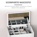 Consolle Trucco con Sgabello Vano Contenitore e Specchio Bianco