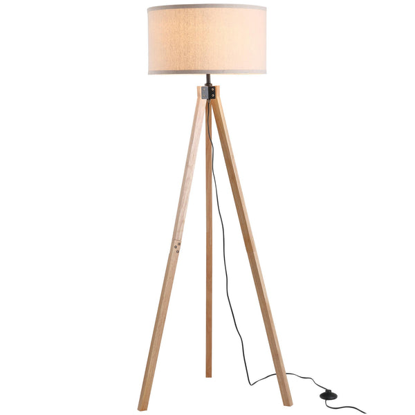 prezzo Lampada da Terra Tripode in Legno con Paralume E27 Ø45x152 cm  Beige