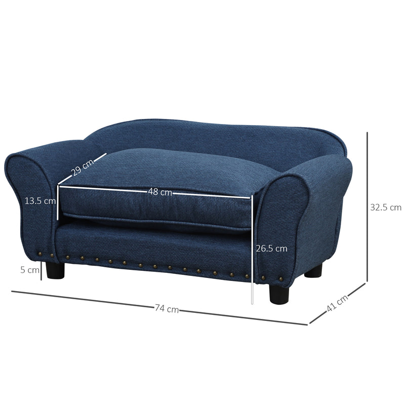 Cuccia Divanetto per Cani Piccola Taglia 74x41x32,5 cm  Blu Scuro