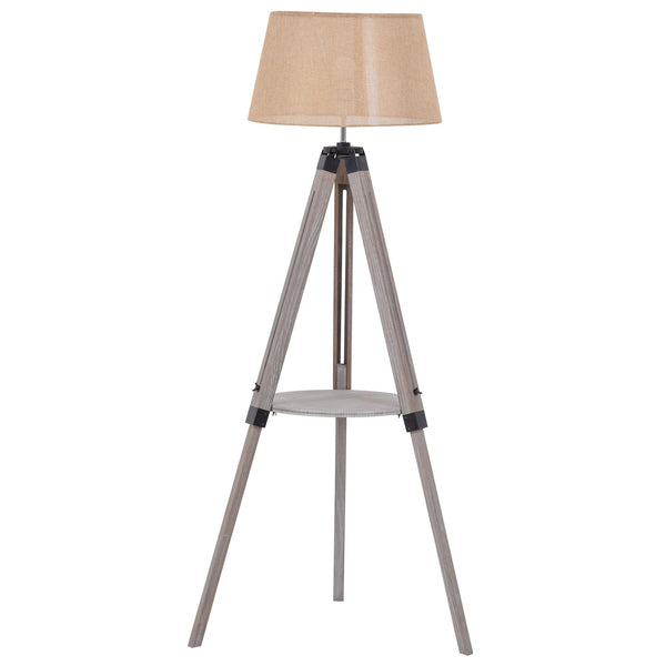 Lampada da Terra Tripode in Legno con Paralume E27 Ø63x150 cm  Beige acquista