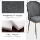 Set 2 Sedie imbottite in Acciaio e Poliestere 50x58x85 cm  Grigie