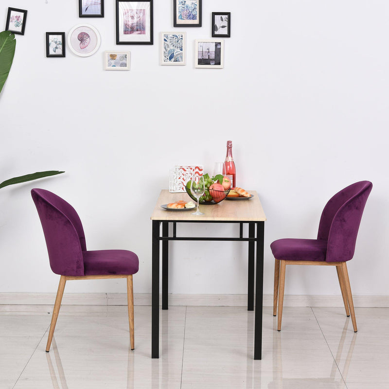 Set 2 Sedie imbottite in Velluto e Metallo   Viola