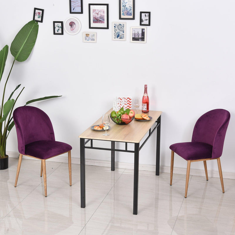 Set 2 Sedie imbottite in Velluto e Metallo   Viola