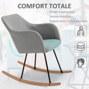 Sedia a Dondolo in Metallo e Tessuto Lino 46x69x80 cm  Grigio Chiaro