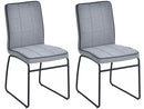 Set 2 Sedie imbottite in Acciaio e Tessuto Lino 44x55x88 cm  Grigio Chiaro