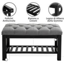 Panca Scarpiera 1 Ripiano in Legno e Tessuto   Nero e Grigio