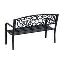Panca da Giardino 2 Posti in Metallo 127x60x87 cm  Nero