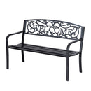 Panca da Giardino 2 Posti in Metallo 127x60x87 cm  Nero