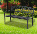 Panca da Giardino 2 Posti in Metallo 127x60x87 cm  Nero