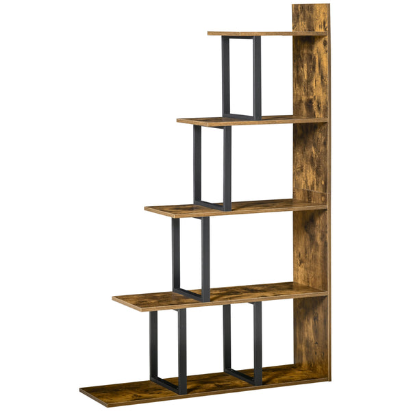 sconto Libreria 5 Ripiani in Legno Effetto Invecchiato 102x30x160 cm  Marrone Scuro