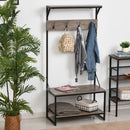 Appendiabiti Panchina per Ingresso con Scarpiera in Metallo e MDF 80x40x170 cm  Nero