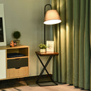 Lampada da Terra con Ripiano in Acciaio e Legno 36x36x165 cm 