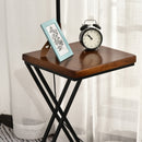 Lampada da Terra con Ripiano in Acciaio e Legno 36x36x165 cm 