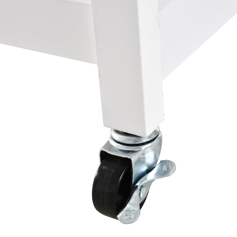 Carrello da Cucina 3 Ripiani Cassetto e 1 Anta in Legno 66x39,5x86,5 cm  Bianco