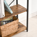 Scaffale 3 Ripiani in Acciaio e Legno 120x30x76 cm  Marrone