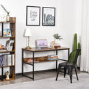 Scrivania da Ufficio Porta PC in Acciaio e Legno 120x60x77 cm  Marrone Scuro