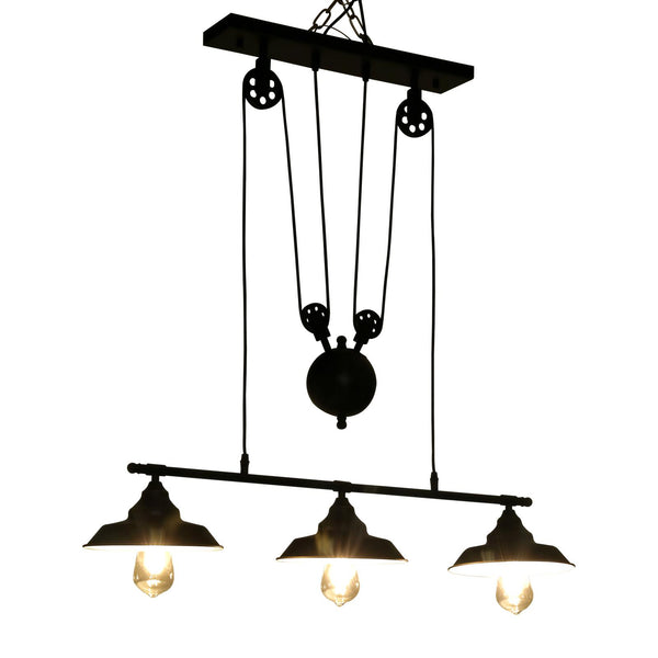 Lampada da Soffitto 3 Paralumi E27 in Metallo 90x22x180 cm  Nero acquista