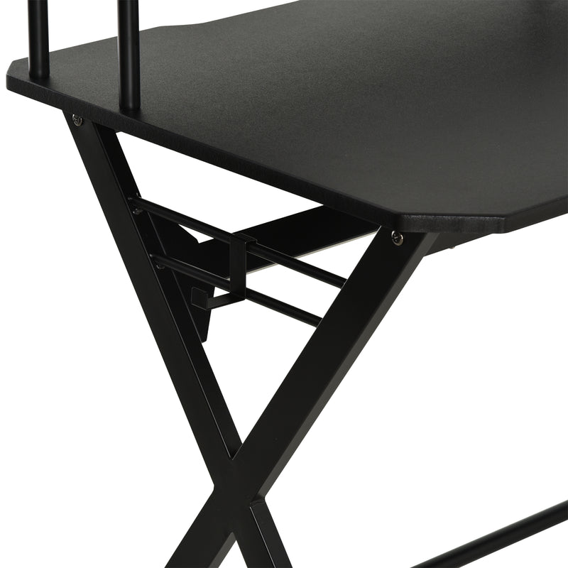 Scrivania da Ufficio Porta PC con Piano Rialzato in MDF 140x60x90 cm  Nero