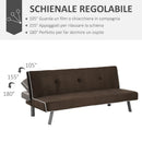 Divano Letto 2 Posti in Tessuto 170x76x72,5 cm  Marrone