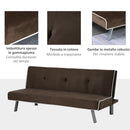 Divano Letto 2 Posti in Tessuto 170x76x72,5 cm  Marrone