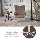 Poltrona Girevole Imbottita in Tessuto Scamosciato   Marrone