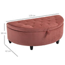 Panca Contenitore Semicircolare Imbottita in Tessuto Velluto 120x60x42 cm  Rosa