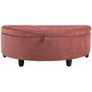 Panca Contenitore Semicircolare Imbottita in Tessuto Velluto 120x60x42 cm  Rosa