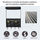 Set Bar Tavolo e 2 Sgabelli da Giardino in Acciaio e Teslin   Nero