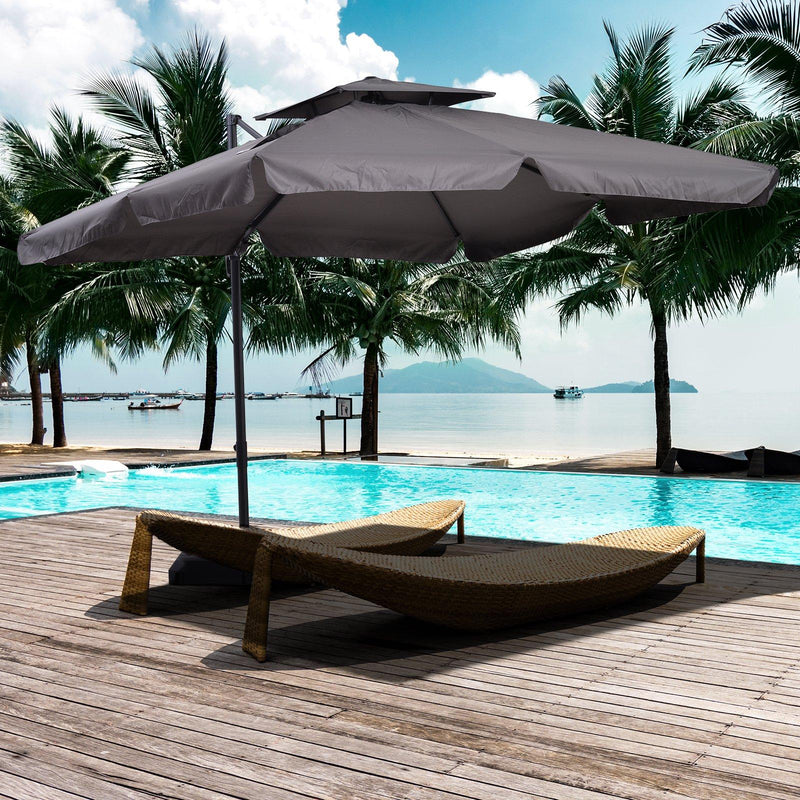 Ombrellone Decentrato da Giardino in Alluminio 2,7x2,7m  Grigio