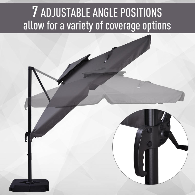 Ombrellone Decentrato da Giardino in Alluminio 2,7x2,7m  Grigio